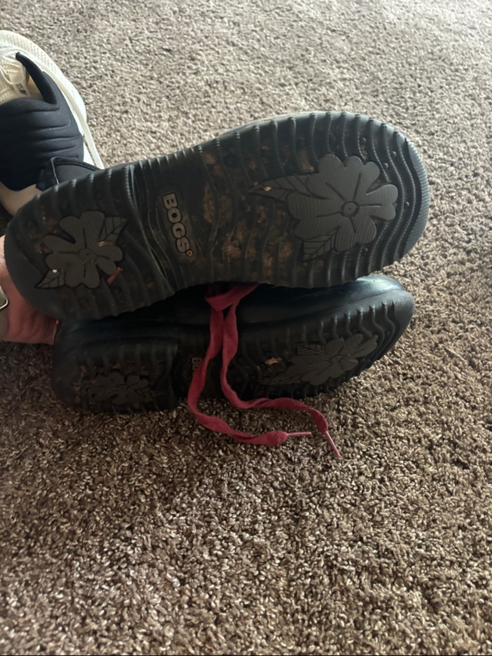Bogs Black Combat Boots with Burgundy Laces - Picture 4 of 5